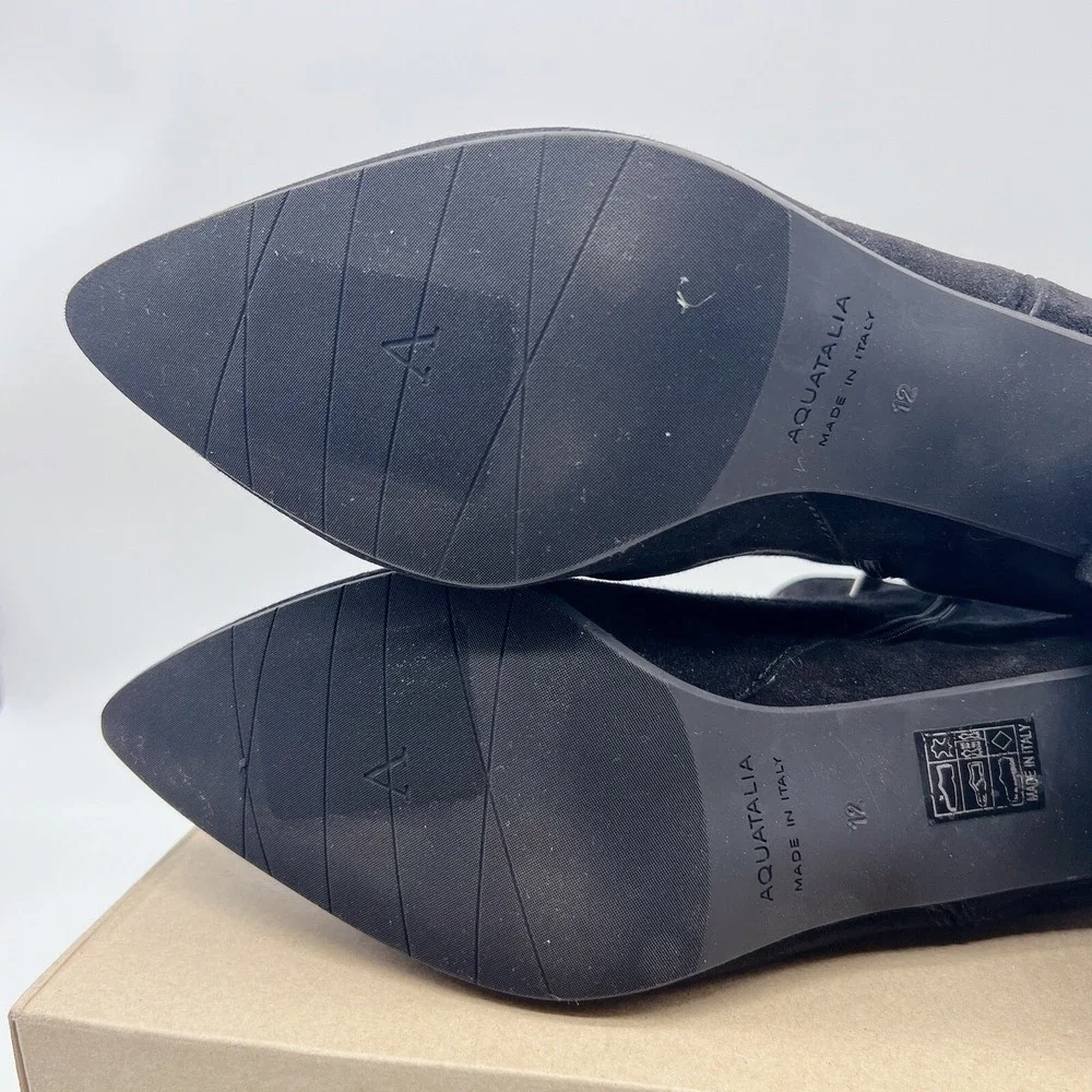 $496 Aquatalia Kaylani Women's Ankle Boots Bootie Pointed Toe Black Suede US 12 - Picture 10 of 12
